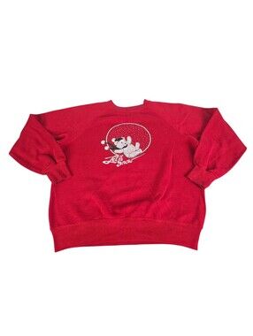Vintage 1980's "Let It Snow" Red Holiday Sweatshirt  Adult L Cottage Core